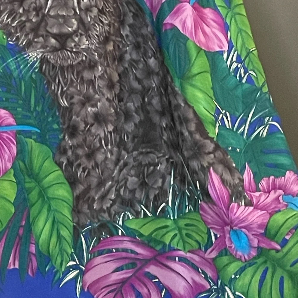 Vintage Salvatore Ferragamo Silk Scarf Coveted Black Panther Cub 34 In Exc Cond - Picture 8 of 10